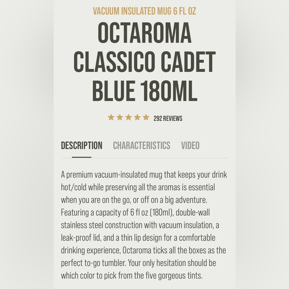 Lot of 2 6 oz Wacaco Octaroma Espresso Latte Cortado Coffee Tumblers Blue & Gray - Picture 7 of 10